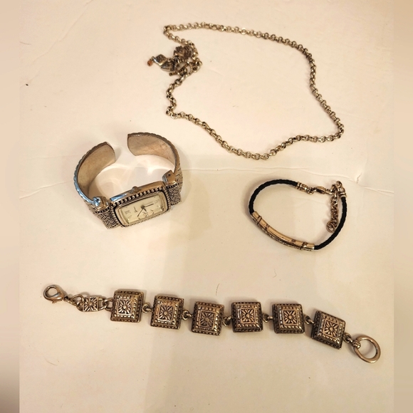 Vintage Brighton Watch Bracelet Necklace Square Flower Bundle - Picture 1 of 5